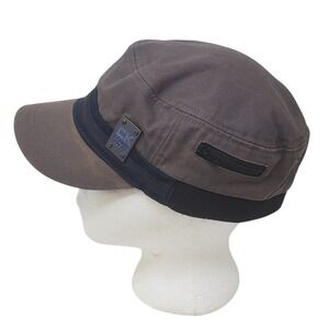 Calvin Klein Military Style Cadet Cap Hat One Size Green Faded Cotton Zip Pocket